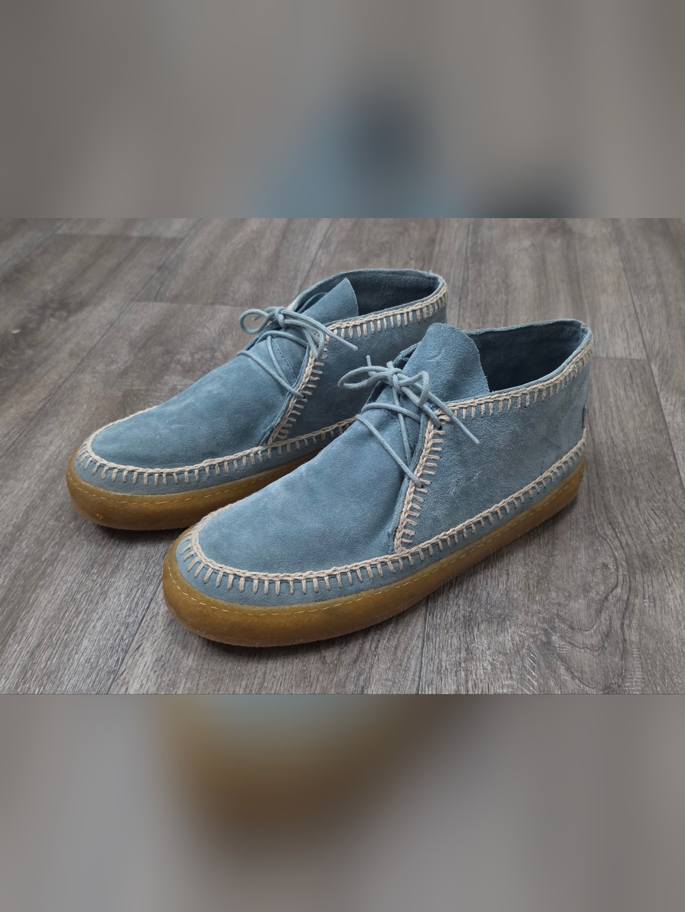 Laidback London Shenje Crochet Boots Blue Suede Chukka Shoes Womens Size 39